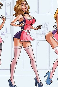 thick boobed girls flaunting their assets, playful and inviting